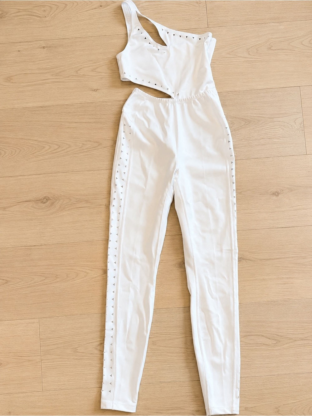 GIGI C White Cutout One Shoulder Jumpsuit Catsuit XS Laser Cut